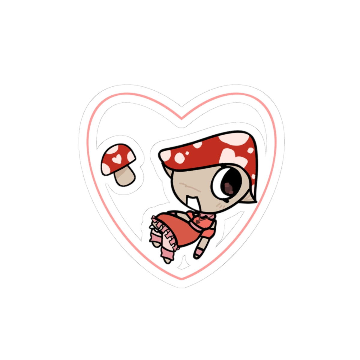 Adorable Heart-Shaped Kiss-Cut Stickers - Cute Mushroom Design for Decor & Gifting