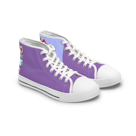 Fun Purple High Top Sneakers - Stylish & Comfortable Footwear for Women