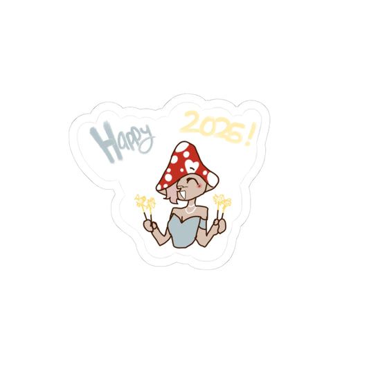 Happy 2026 Mushroom Kiss-Cut Stickers - Fun Planning & Celebration Stickers